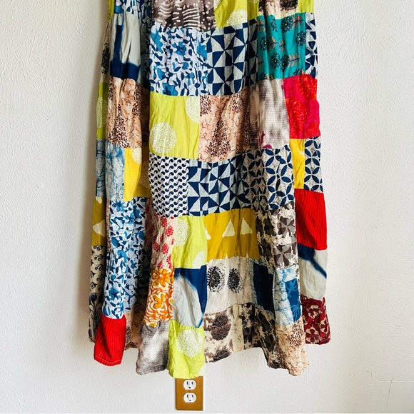 Vintage 90s Hippie Patchwork Long Maxi Cotton Skirt by Jessica Taylor > M - Picture 4 of 9